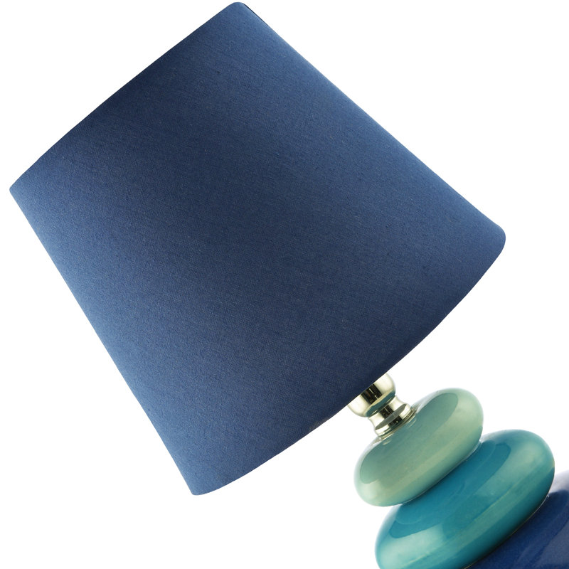 Ceramic Pebble Table Lamp With Midnight Blue Teal And Duck Egg By