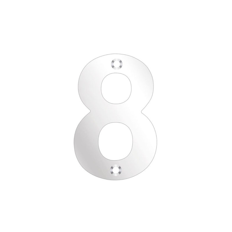 7.5cm H Stainless Steel House Number, Polished Stainless, 8
