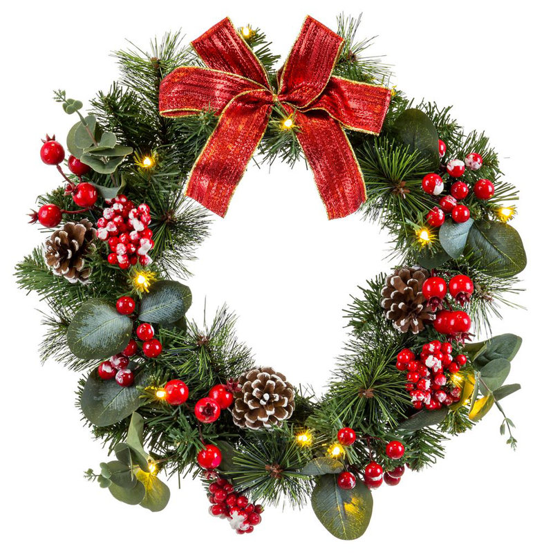 Faux Lighted 40cm Wreath