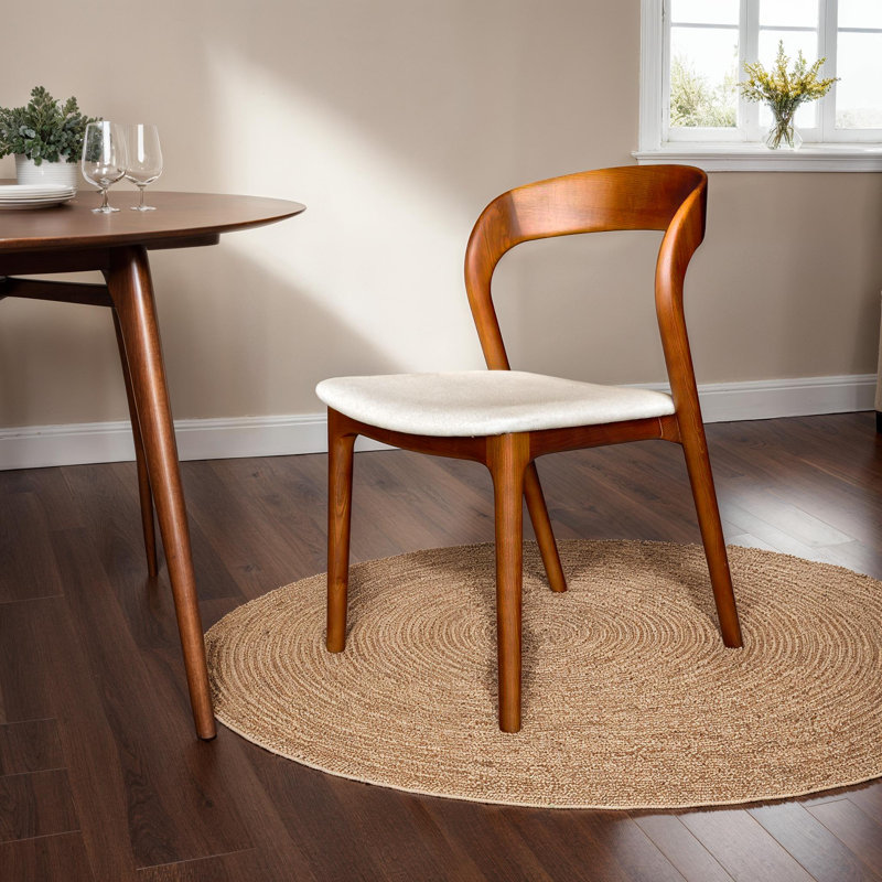 Rena Ash Wood Upholstered Dining Chair, Brown