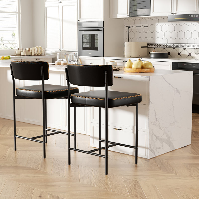 Modern Metal Frame Upholstered Faux Leather Dining Chair With Comfort Backrest, Black