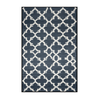 Machine Washable Trellis Gray Area Rug