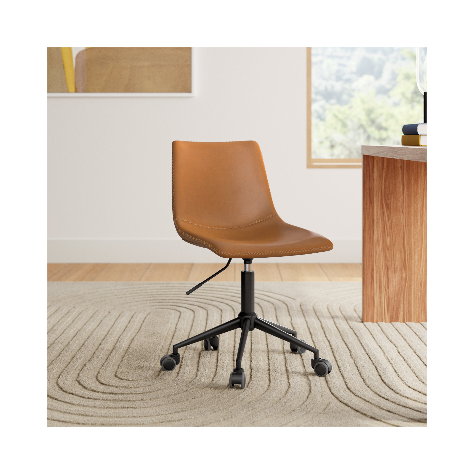 Bela Vegan Leather Task Chair, Tan Genuine Leather