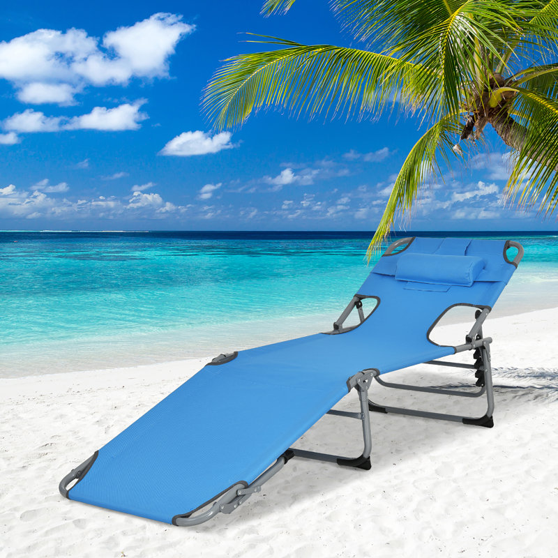 Leva Outdoor Metal Chaise Lounge , Cushion Included, Blue