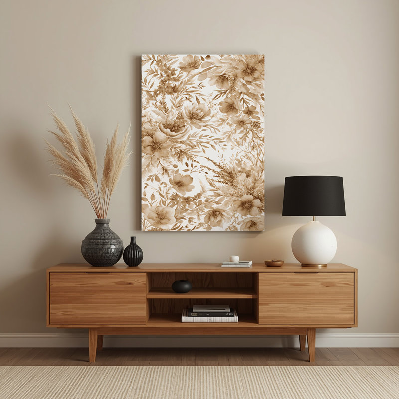 Aquarelle florale 93, art mural en métal brun, H 20 po x l 16 po