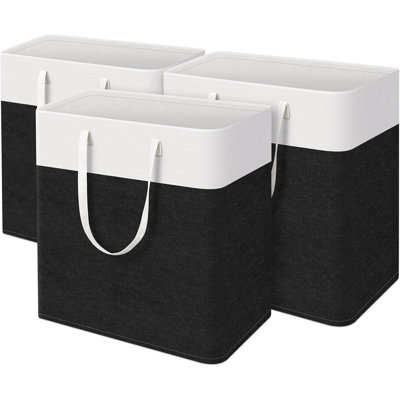3-Pack Laundry Basket Set With Handles, Collapsible And Waterproof Hamper For Dirty Clothes, Towel Storage For Home Or Dorm, Sturdy And Durable Design