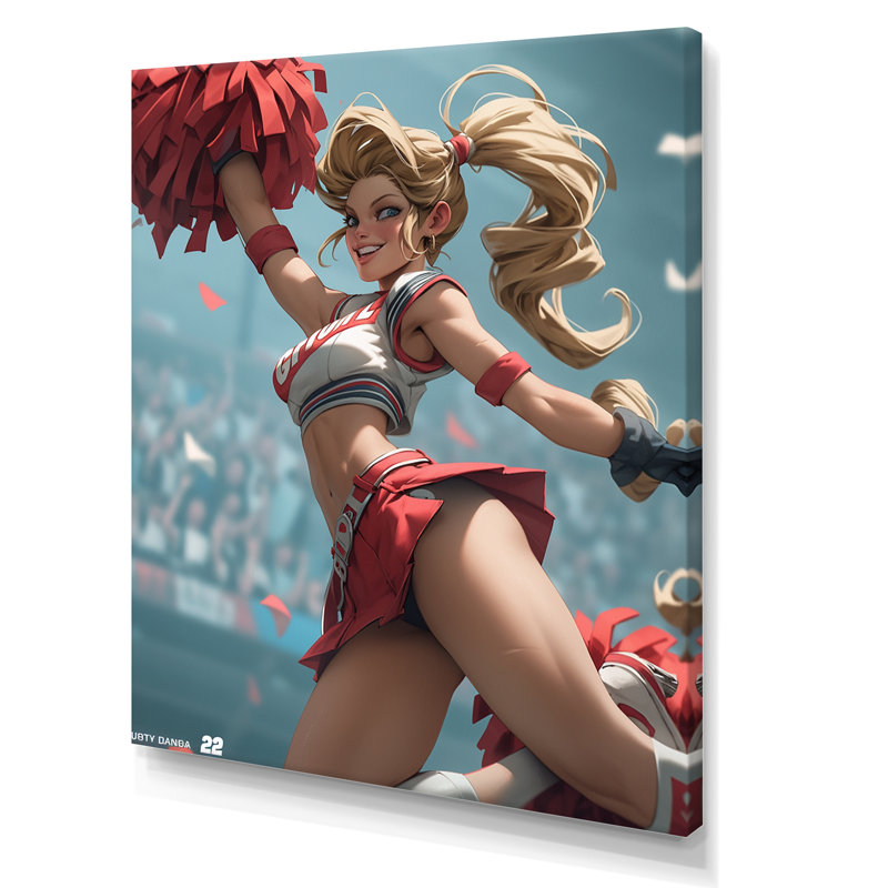 «Playful Dancing Cheerleader» sur toile, Toile tendue, H 20 po x l 12 po x P 1 po
