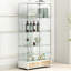 Petite armoire en verre trempé à 4 tablettes avec éclairage à DEL de 13 couleurs, rangement verrouillable et 2 tiroirs pour le bureau, la cuisine, les lumières de porte multifonctionnelles naturelles et élégantes-926544420