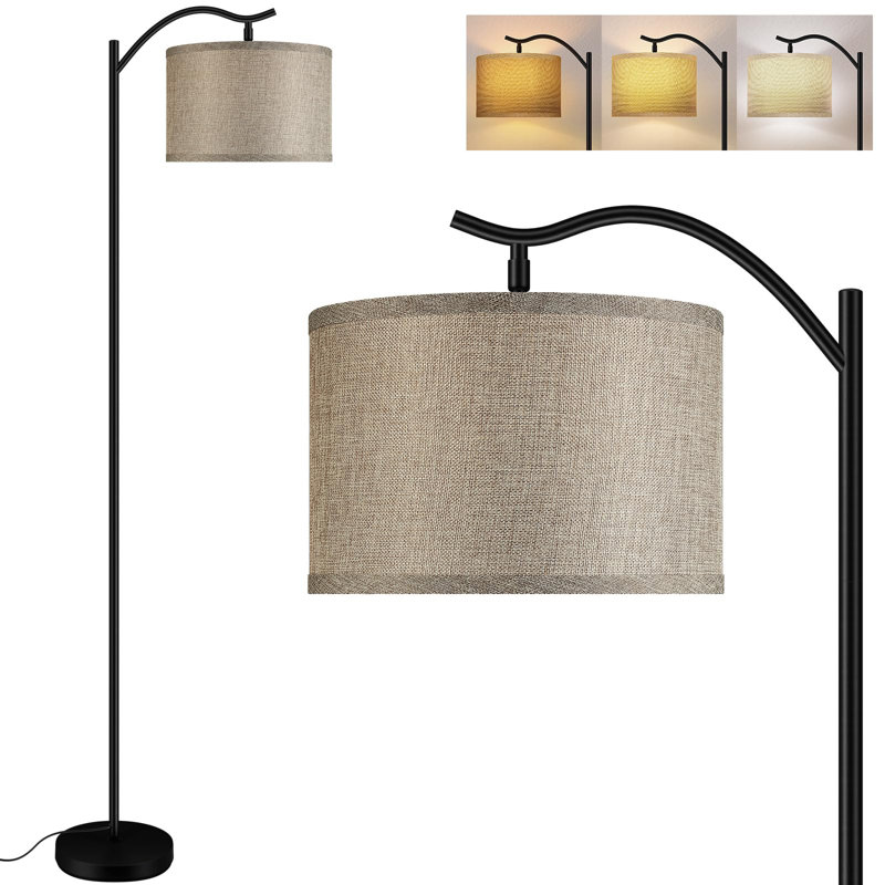 Nikkolas 63'' LED Arched Floor Lamp, Black, Brown