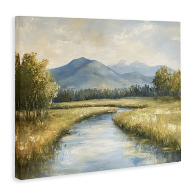 River Bend avec de hautes herbes sur toile, design par Petal Prints Design