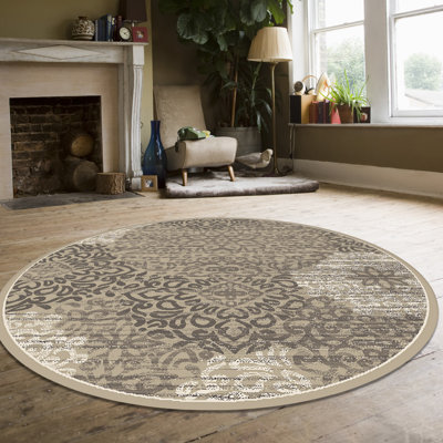 Tapis oriental gris en polypropylène tissé à la machine 7 pi 10 po Pisa