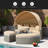 Patio Furniture Round Outdoor Sectional Sofa Set Rattan Daybed Two-Tone Weave Sunbed With Retractable Canopy, Separate Seating And Removable Cushion-1941196747-1941196745
