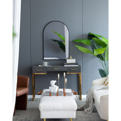 24" X 36" Arched Mirror With Metal Frame, Wall Mirror For Living Room Bedroom Entryway