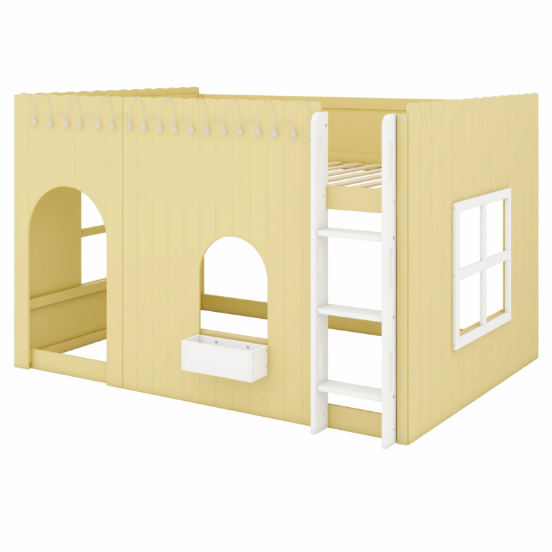 Dreamy Loft Bed Built-in LED Light String, Primrose Yellow, Full
