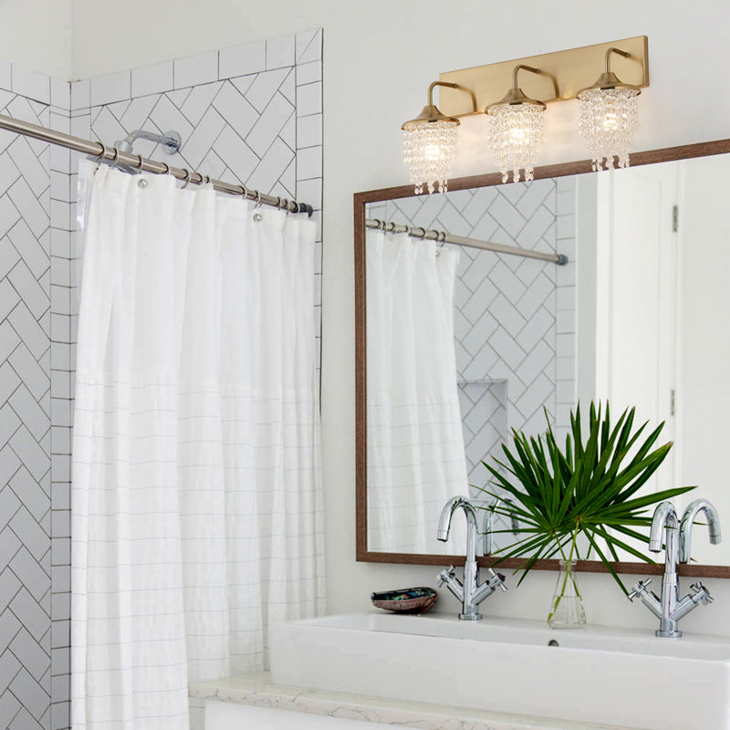 Modern 3-Light Armed Crystal Vanity Lighting
