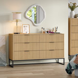 Semin 54"W Fluted Design 6-Drawer Dresser Organizer,Bedroom Dresser,Wood Chest of Drawers
