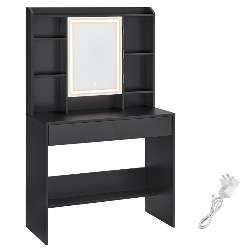 Seraphina Dressing Table with Mirror, Ink Black
