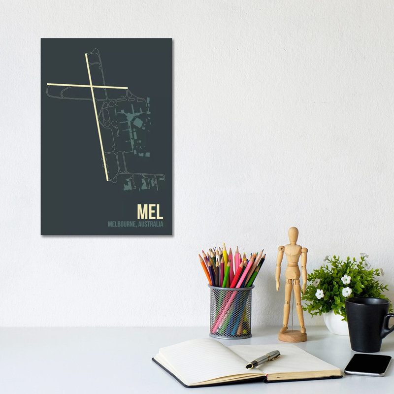 MEL Diagram, Melbourne, Australia - Wrapped Canvas Print, 30.48cm H x 20.32cm W x 1.91cm D