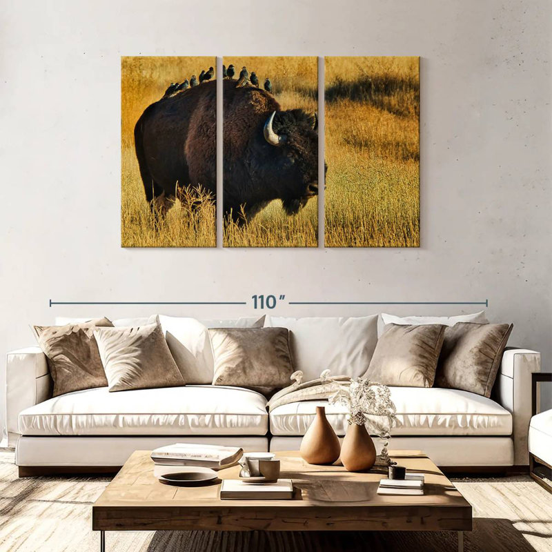 Brampt Birds On Bison, 48" H x 74" W
