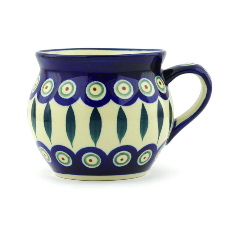 Grande tasse à bulles en grès 10 oz - feuilles de paon