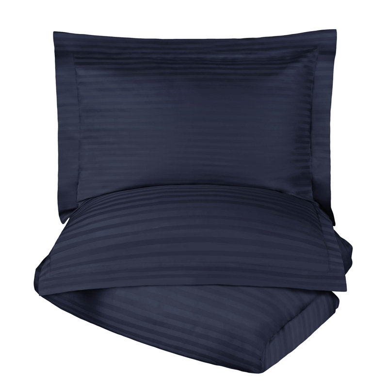 Ensemble de housse de couette 100% coton égyptien, Bleu marine, Housse de couette très grand / très grand califo