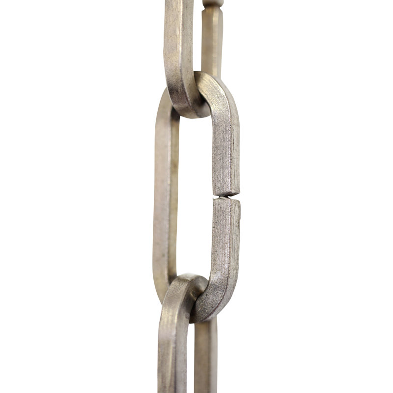 Flat Standard Decorative Fixture Chain or Chain Break, Antique Nickel, 12”H x 0.47”W x 0.13”D