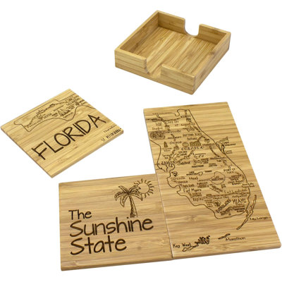Florida State Puzzle 4 Piece Bamboo Coaster Set With Case