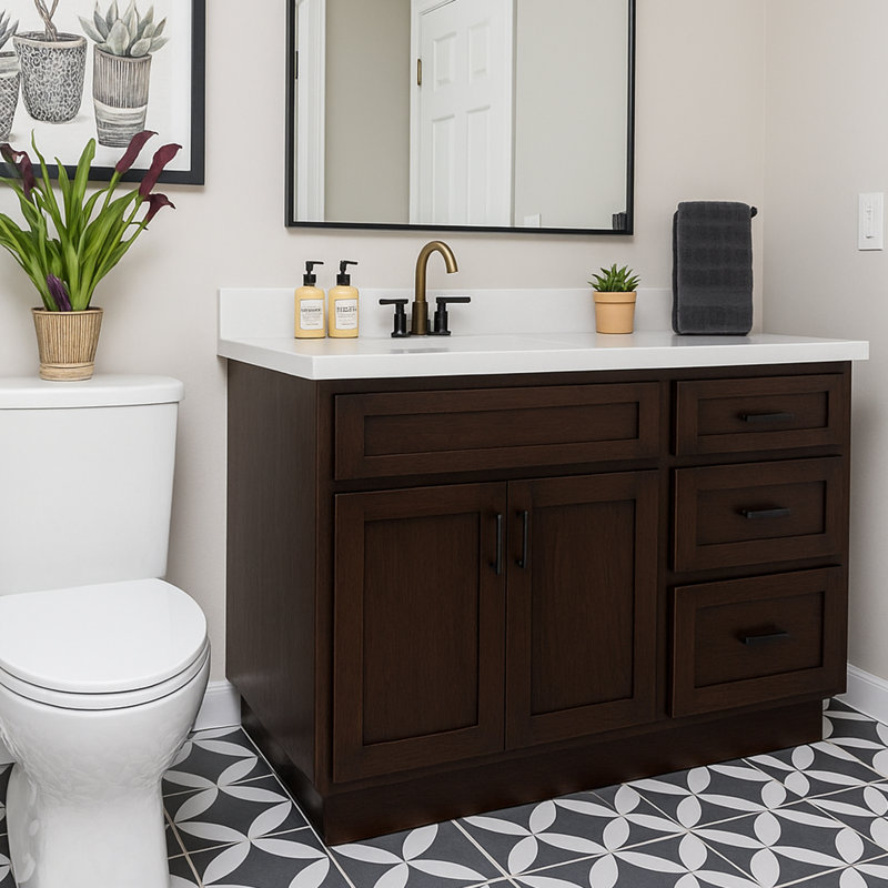 51'' Single Bathroom Vanity Base Only, Brown