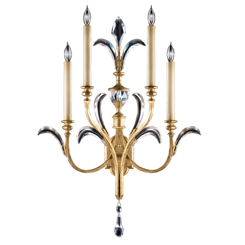 Beveled Arcs Candle Wall Light, Muted Gold Leaf