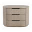 Table de chevet Dery avec ports USB, 3 tiroirs avant striés, brun chêne clair