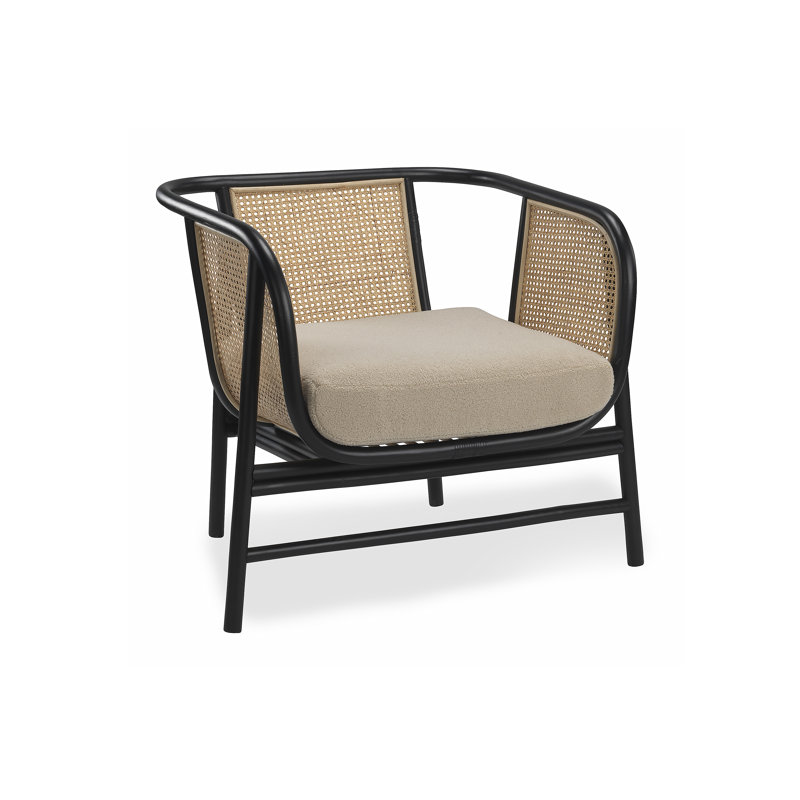 Seoul Black Wicker rattan chair with webbing, Black
