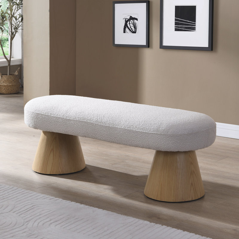 Banc de salle à manger moderne Tommy, H 17 po x l 49 po x P 16,5 po, Beige, Naturel