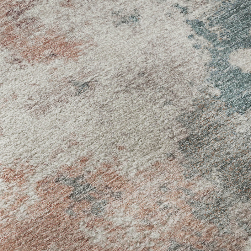 Premium Machine Washable Mayfield AMF2114 Abstract Rug, 3' x 5', Coral