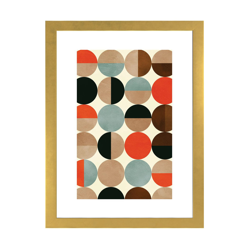 «Mid Century Modern XI» par Ana Rut Bré - impression d'art graphique, Blanc, H 32 po x l 24 po x P 1 po, Papier encadré doré