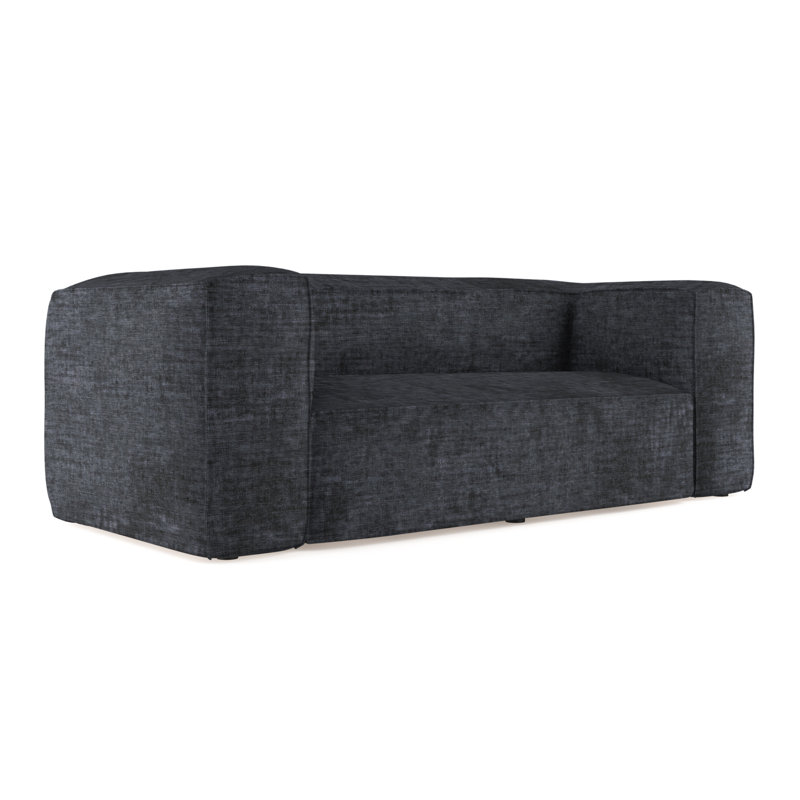 Varick Oversize Track-Arm Sofa with Flange, 30" H x 96" W x 41" D, Crushed Velvet Graphite, Ebony