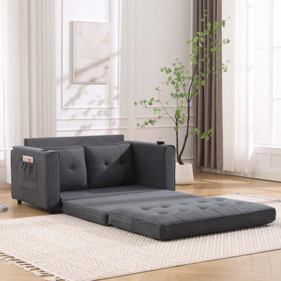 Upholstered Tufted Loveseat with Pull Out Sleeper