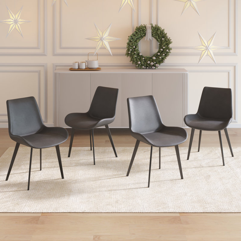 Lilyin 17.3'' H Faux Leather Upholstered Side Chair, Gray