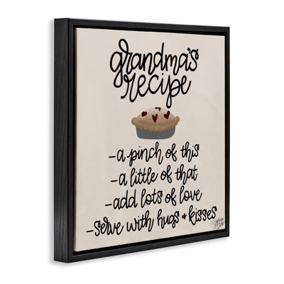 Grandma's Dessert Recipe Framed Floater Canvas Wall Art by Stephanie Dicks
