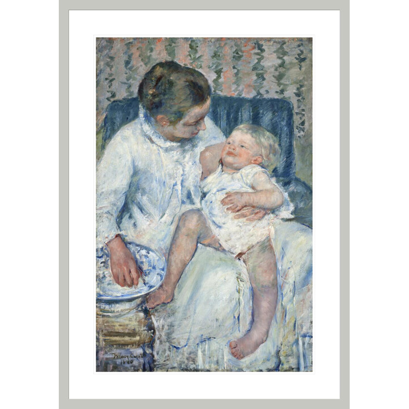 «Mother About to Wash Her Sleepy Child» par Mary Cassatt, impression giclée encadrée, H 41,5 po x l 29,5 po