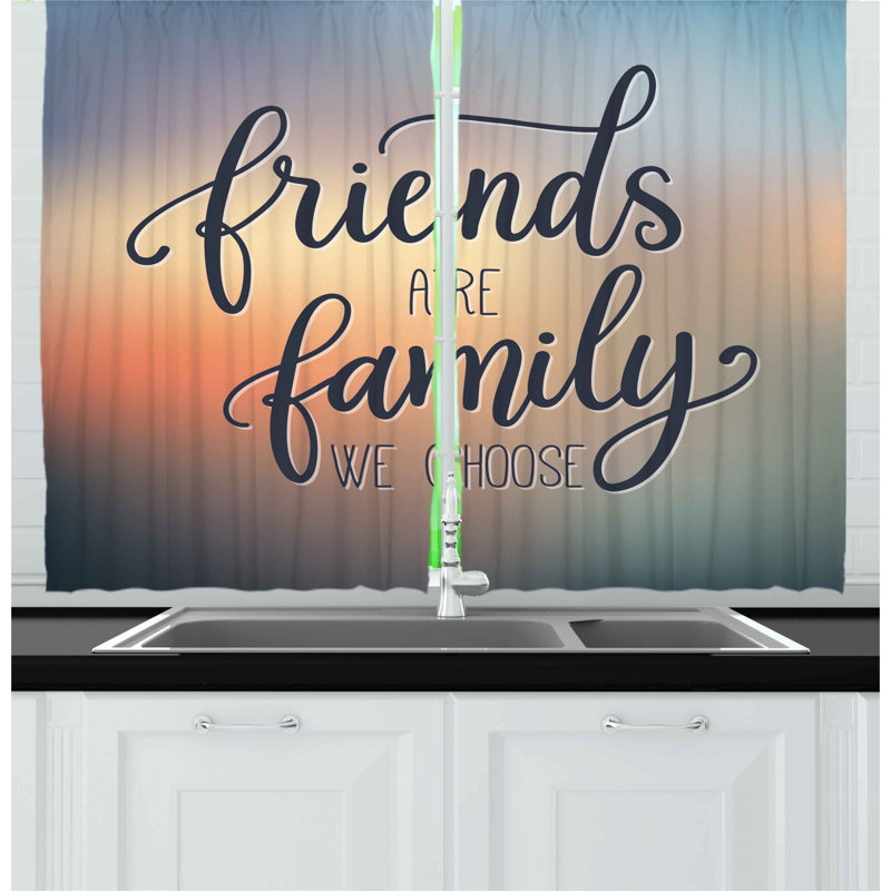 Friends Are Family We Choose White Polyester Kitchen Curtains