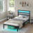 Bed Frame with Headboard, Metal Platform Bed Frame with LED, Charging Station, No Box Spring Needed, Easy Assembly, Noise Free-318877677-318877680