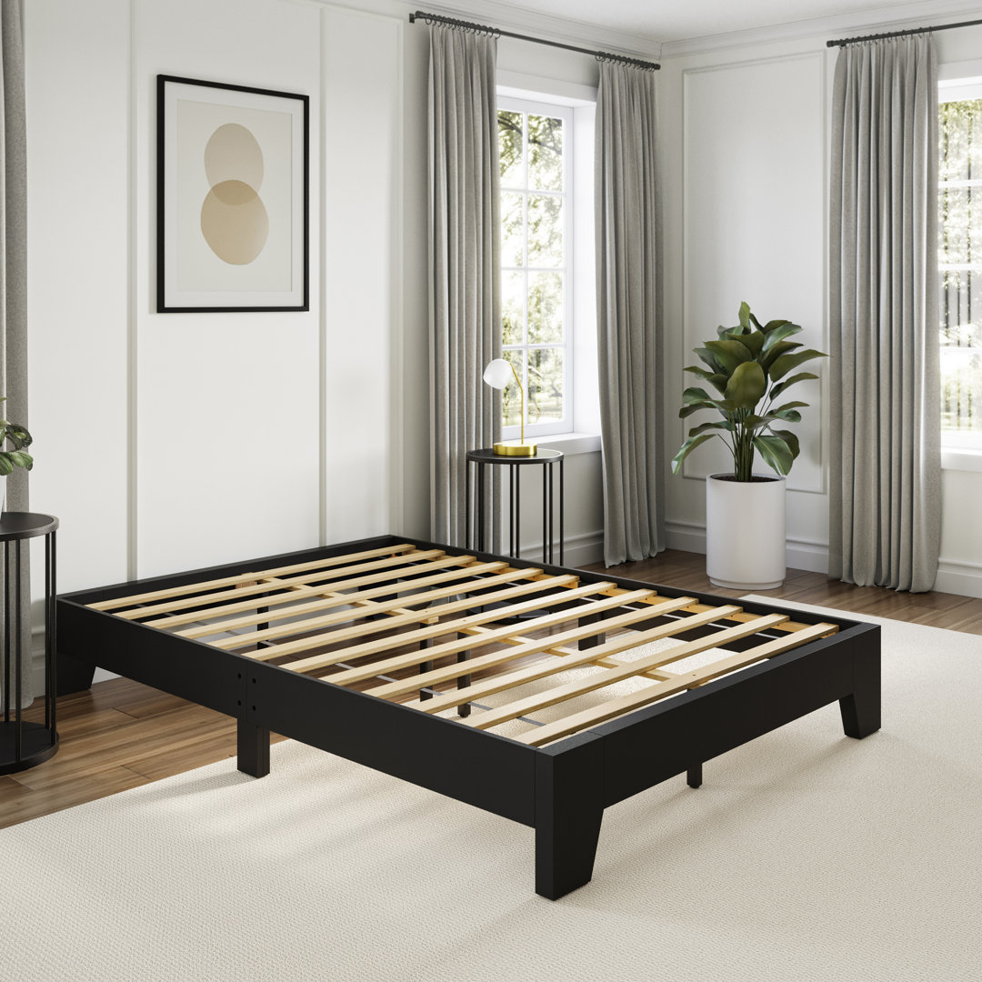 Boyd Sleep Lugano Platform Bed Frame - Modern Minimalist Design, Solid Wooden Slat Support, No Box Spring Needed, Easy Assembly, Noise-Free Construction, Sleek Bedroom Furniture- Lugano Collection Boyd Sleep