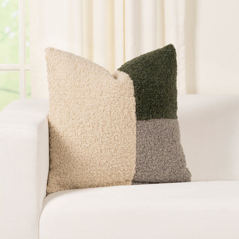 Patchwork Faux Fur Throw Pillow, Cloverleaf