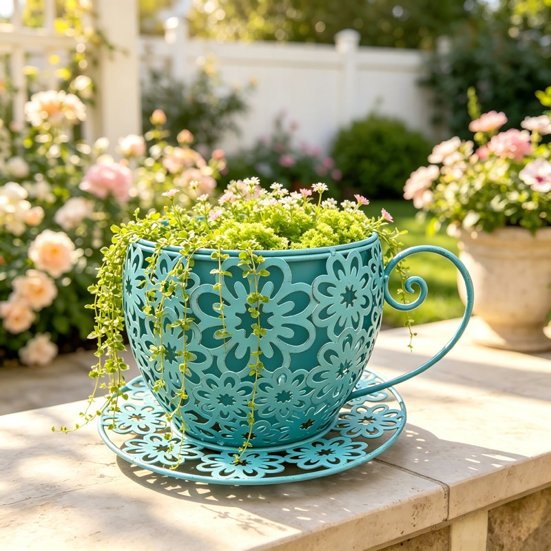 Pot à fleurs en métal, Blue