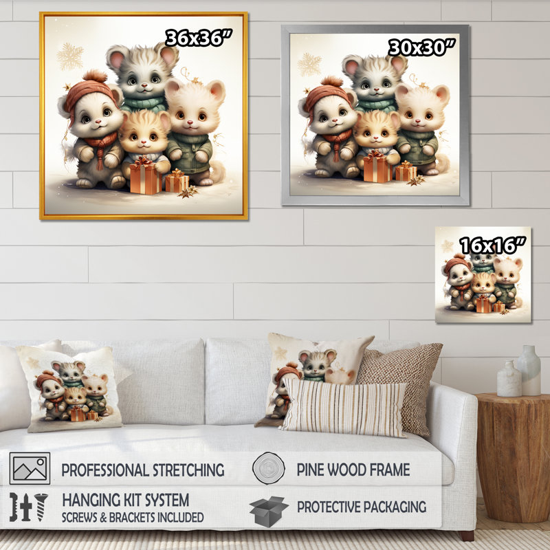 Joyfull Nursery Teddy Bears III - art mural de l'ours en peluche, Cadre simple noir, H 30 po x l 30 po x P 1,5 po