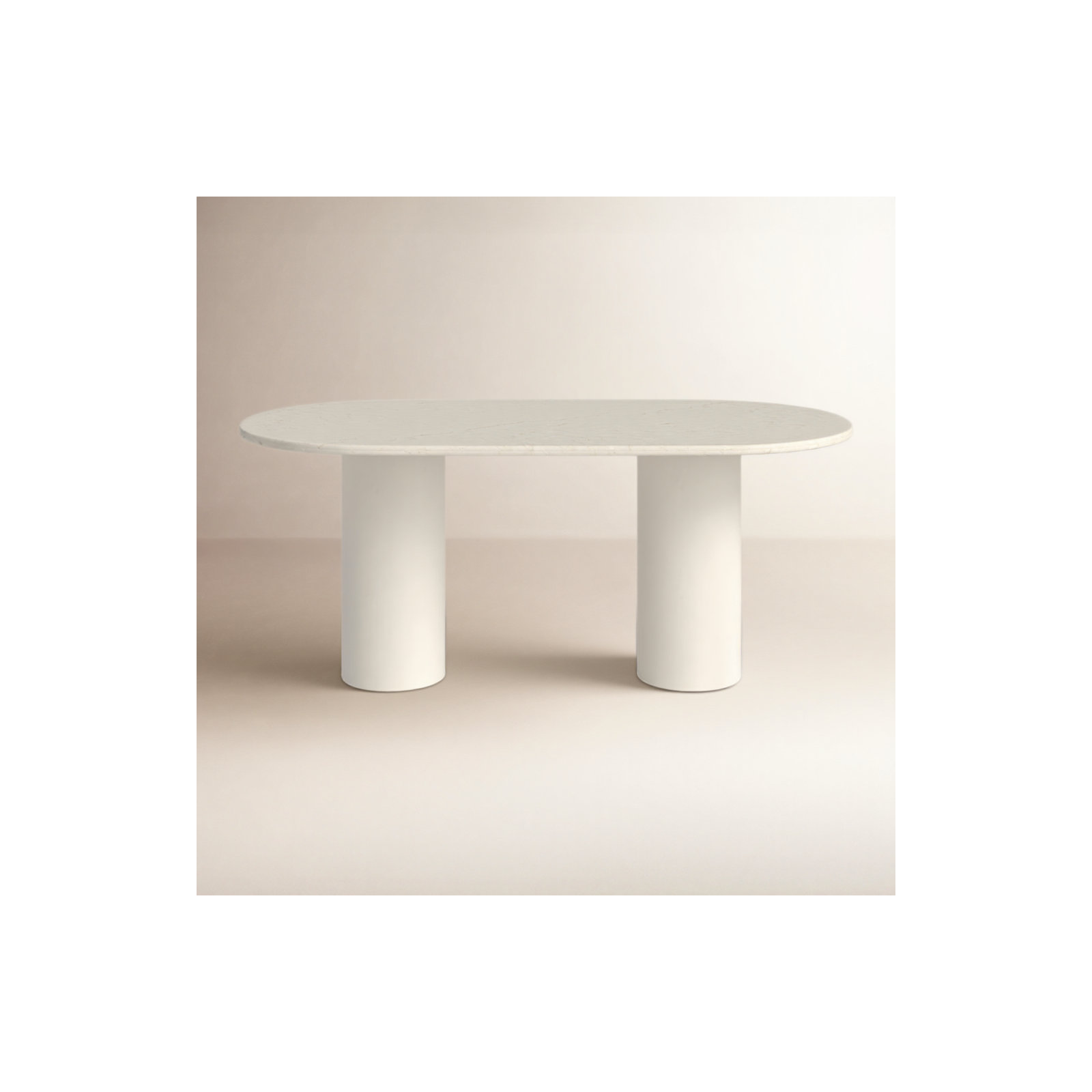 Calila 78'' Oval Marble Dining Table, Cream Marble