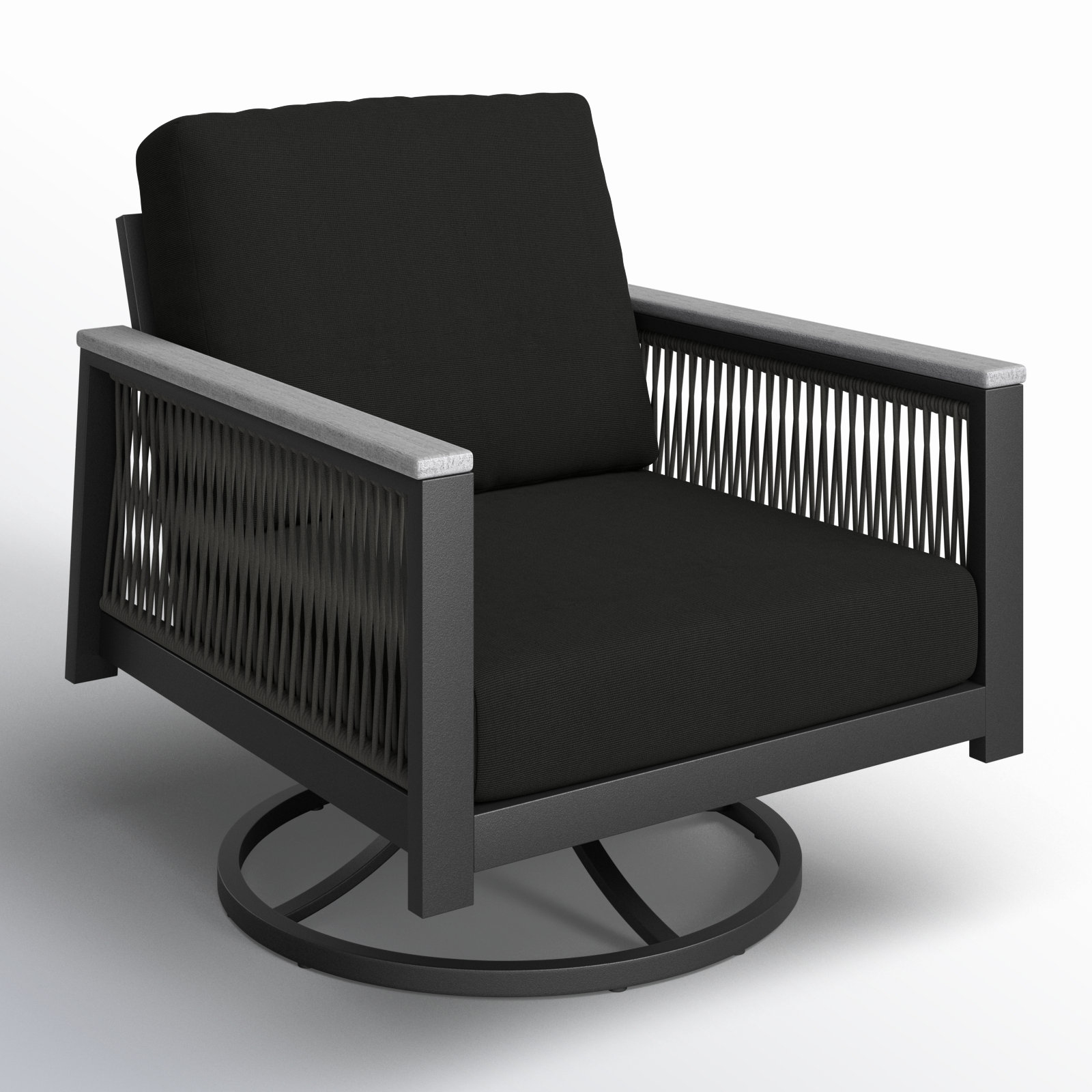 Townsend Sunbrella® Swivel Patio Rocking Chair, Canvas Black Sunbrella® Canvas