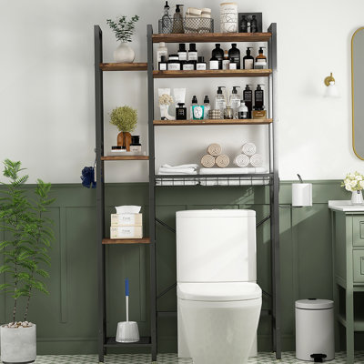 8-Tier Over The Toilet Storage With Side Rack, Over Toilet Storage Rack With Adjustable Shelf