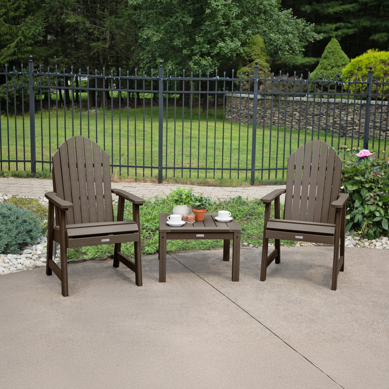 Chaise Adirondack en plastique avec table Anette, Gland de chêne vieilli