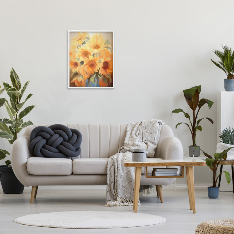 Fleurs jaunes traditionnelles encadrées par Ramona Murdock, Giclée encadrée blanc bord de mer, H 30 po x l 24 po